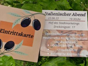 Eintrittskarte zum italienischen Abend.